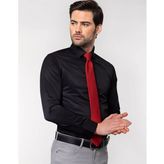 Slim Fit Düz Siyah Erkek Gömlek