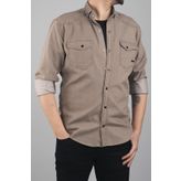 Slim Fit Erkek Kot Gömlek Vizon