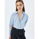 Slim Fit Gömlek Arma İşleme Detaylı Uzun Kollu Klasik Yaka