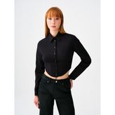 Slim Fit Kadın Gömlek U.kol - Siyah