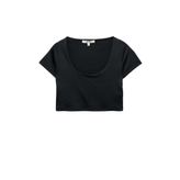 Slim Fit Kısa Kollu U Yaka Basic Crop Tişört