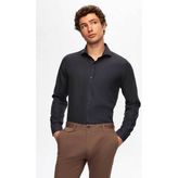 Slim Fit Lacivert Italyan Yaka Dar Kesim Klasik Kravatlık Uzun Kollu Kolay Ütülenebilir Ne 2HF02ORT5185 - XL