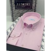 Slim Fit Uzun Kol Pamuklu Hediye Kutulu Kolay Ütülenebilir Erkek Gömlek FS-002225 - Pembe - 2XL
