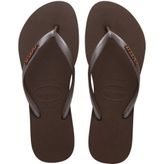 Slim Logo Metallic Dark Brown Kadın Terlik