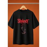 Slipknot Baskili Oversize Tisort - Siyah - M