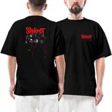 Slipknot Group Ön Arka Baskılı Siyah Oversize Tişört - M