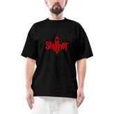 Slipknot Logo Red Oversize Siyah Tişört