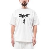 Slipknot Logo Text Oversize Beyaz Tişört