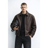 Sobce Oversize Premium Fermuarlı Erkek Deri Ceket