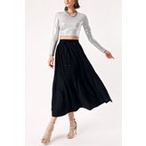 SOCIETA Siyah Piliseli midi boy etek 81275