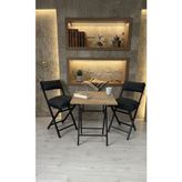 Sofmina Balkon Bahçe Mutfak 3'lü Bistro Set Katlanır 2 Sandalye 1 Masa - Antrasit