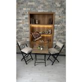Sofmina Balkon Bahçe Mutfak 3'Lü Bistro Set Katlanır 2 Sandalye 1 Masa Gri