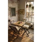 Sofmina Minderli Balkon Bahçe Mutfak Bistro Set Katlanır 4+1 Masa-Sandalye Bej