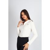 soft&basic Kadın Fermuarlı Premium Kumaş Kapüşonlu Baskılı Beyaz Hırka