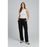 soft&basic Kadın Modal Boru Paça Baskılı Siyah Pantolon