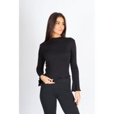 soft&basic Siyah Balıkçı Yaka Baby Overlok Dikişli Bluz