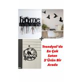 softclass Home Anahtarlık + Kuşlu Kapı Süsü+ Modern Dört Kuş