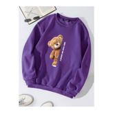 SOFTWAY Unisex Oversize Are You Ok Honey Baskılı Basic Sweatshirt – Mor