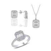 Sögütlü Silver Baget Taşlı 2'li Kadın Gümüş Set