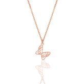 Söğütlü Silver Gümüş rose işlemeli kelebek kolye [barcode]