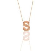 Söğütlü Silver Gümüş rose üç boyutlu minimal S harf kolye