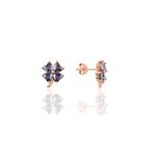 Söğütlü Silver Mistik topaz taşlı mini yonca küpe