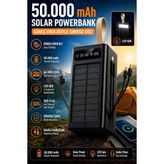 Solar 50.000 Mah Güneş Enerjili LED Işıklı Powerbank, 4x USB Çıkış, Siyah - 20W GaN White