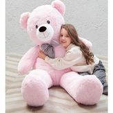 Sole 130 cm Papyonlu Dev Boy Peluş Ayı - Pembe