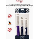 Solingen Ritter 3'lü MOR -Keskin Mutfak Bıçağı Seti-MOR