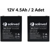 Solinved 12V 4.5AH Kuru Tip Akü (2 Adet)