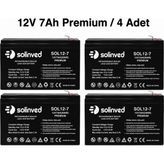 Solinved 12V 7AH Premium Kuru Tip Akü (4 Adet)