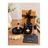 Solman Relax Ritüel Hediye Kutusu Siyah Seramik Set | Palo Santo, Tütsülük, Buhurdanlık ve Relax Esansiyel Yağ Seti