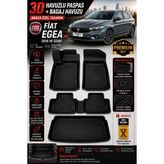Solveks Fiat Egea Hb 2022 Model Uyumlu 3D Araca Özel Havuzlu Paspas+Bagaj Havuzu Birebir Uyum-Hediyeli - Siyah
