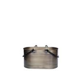 SOMINECO Metal Gold Uzun Oval Kulplu Tasarım Şömine-Soba Odun Depolama Saklama Kovası 55x35x29 CM