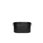 SOMINECO Metal Siyah Uzun Oval Askı Kulplu Tasarım Şömine-Soba Odun Depolama Saklama Kovası 55x35x29 CM