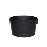 SOMINECO Metal Siyah Zigzag Desenli Yuvarlak Şömine-Soba Odun Depolama Saklama Kovası