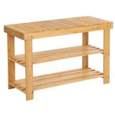 Songmics Ayakkabı Rafı, Ayakkabı Dolabı, Oturma Banklı, Bambu, 3 Raf Zeminli, 70 x 28 x 45 cm, Koridor, Banyo, Oturma Odası ve Antre İçin Ideal Lbs04N