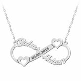 Sonsuzluk Model İsimli Kalpli Gümüş Bayan Kolye