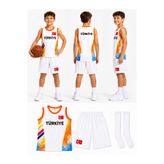 sonvadi Türkiye Armalı Beyaz Çocuk Basketbol Forması Çorap Hediyeli