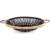 Sooboho Rattan Bambu Dekoratif Tepsi Siyah Naturel