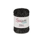 Spagettiyarn Siyah Simli Ribbon Ip (gümüş Sim)