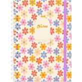 Spiralli Defter Çiçekler Mor 19x25