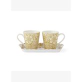 Spode x Morris & Co. Fruit & Marigold Porselen Kupa ve Melamin Tepsi Seti