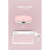Sprange Tablet ve Telefonlar Için Bluetooth - Wireless Klavye ve Mouse Set - Pembe