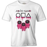 Squid Game - Maske Pembe Beyaz Erkek Tshirt