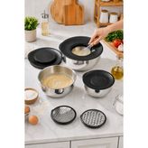 Srç 9 Parça Rendeli Karıştırma & Saklama Kabı Çelik 16-20-24 cm - Siyah