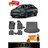 Srcmats Fiat Egea Sedan 2015 Sonrası Araca Özel 3D Havuzlu Paspas & Bagaj Havuzu Seti (Hediyeli!)