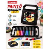 Stabilo 791/12 Paınto 12 Renk Akrilik Marker Seti Su Bazlı Çok Yüzeyli Boya Kalemi Çantalı - Standart - Çok Renkli