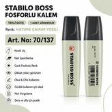 Stabilo Boss Fosforlu Kalem 1 Adet – Metin Işaretleme Kalemi - 70/137 NATURE ÇAMUR YEŞİLİ