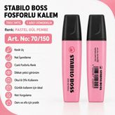 Stabilo Boss Fosforlu Kalem 1 Adet – Metin Işaretleme Kalemi - 70/150 PASTEL GÜL PEMBE